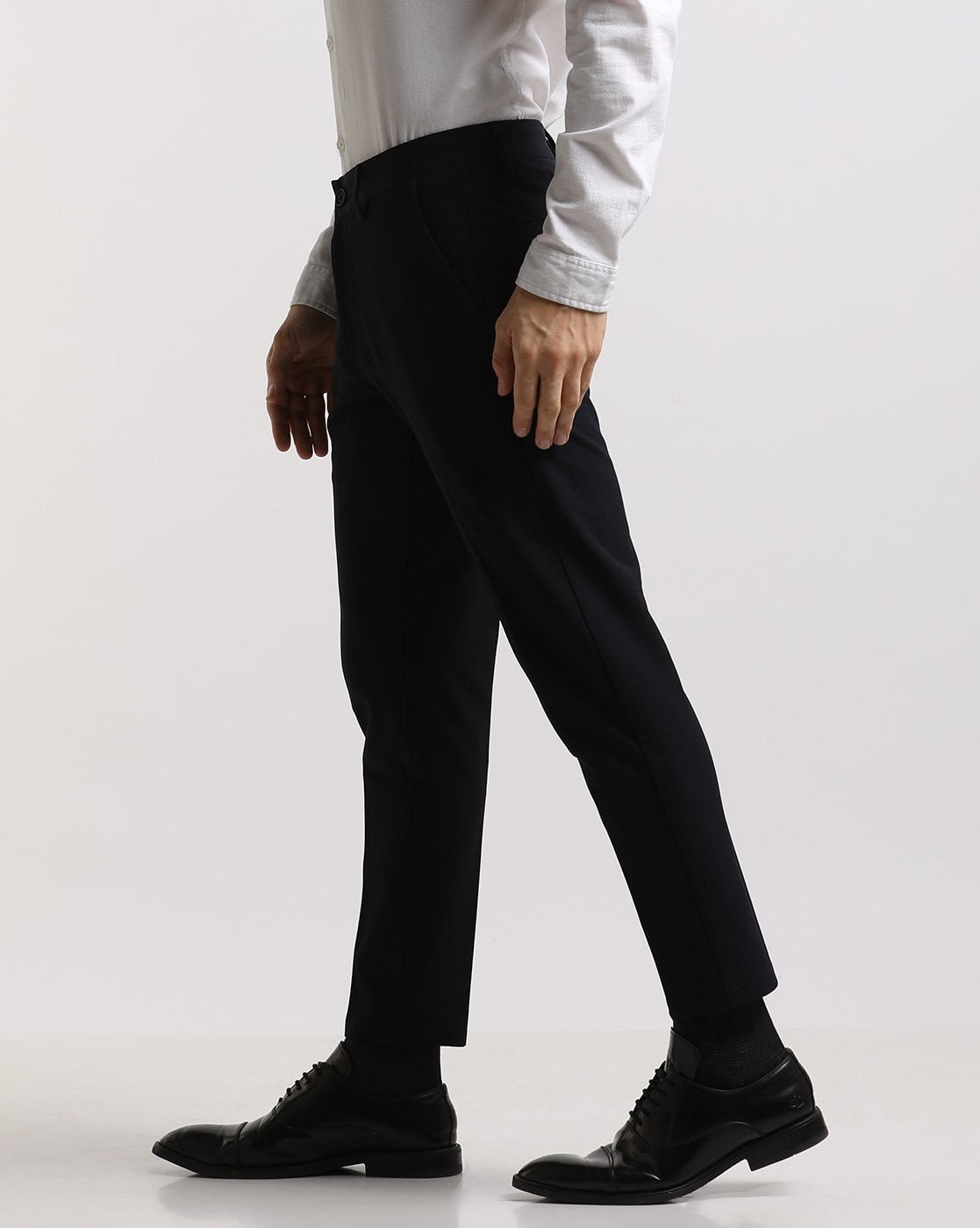 4-Way Stretch Formal Trousers in Charcoal Grey- Slim Fit