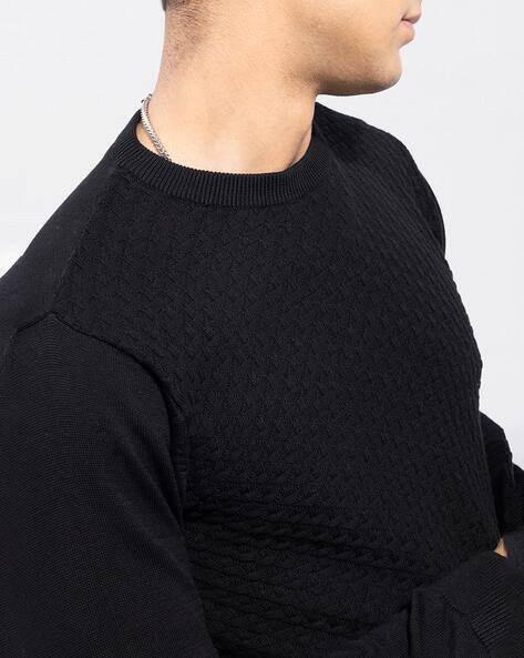 Crew-Neck Ribbed Hems Pullover