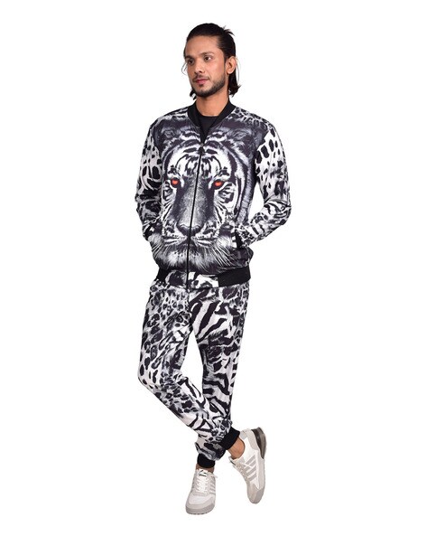 Tiger hot sale print tracksuit