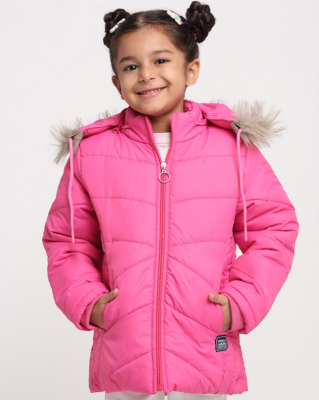 Buy Girls Pink Solid Hooded Full Sleeve Girls Jacket Online in India -  Monte Carlo