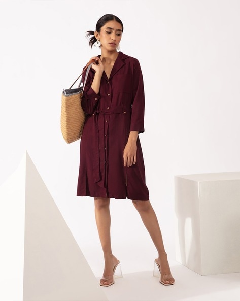 Wine cheap shirt dress