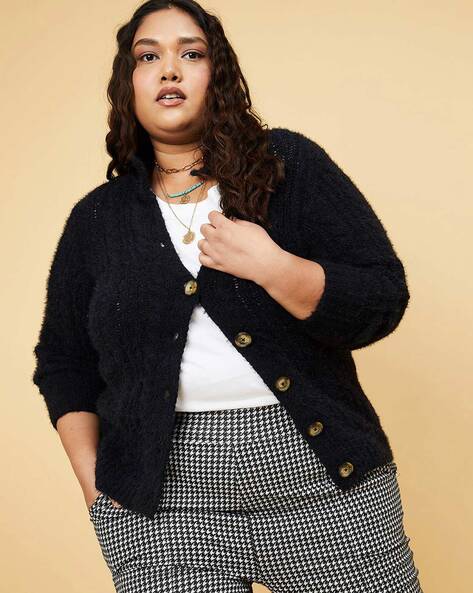 Women's plus size on sale black cardigan sweater