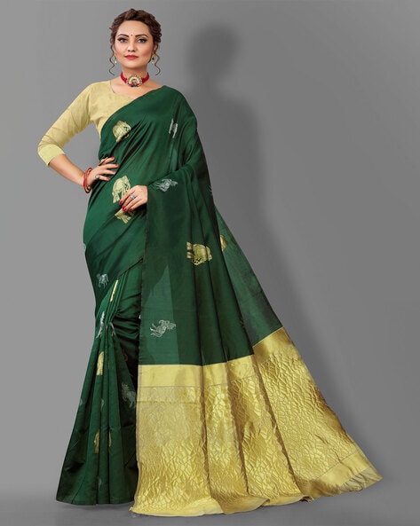 Green and Dark Green Kanjivaram Soft Silk Saree – nirshaa