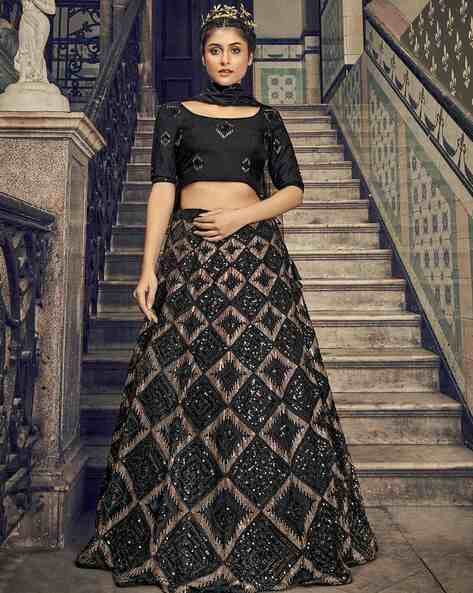 RE - Black Colored Georgette Party Wear Lehenga Choli - Latest Lehengas -  New In - Indian