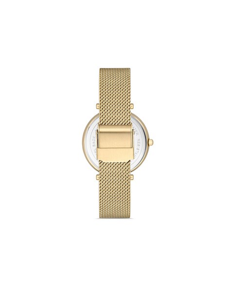 Coach Perry White Dial Gold Mesh Bracelet Watch for Women