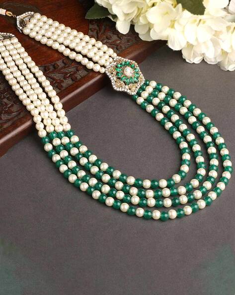 Fodmua Pearl Chain Necklace for Men,White Pearl Half Pearl India | Ubuy