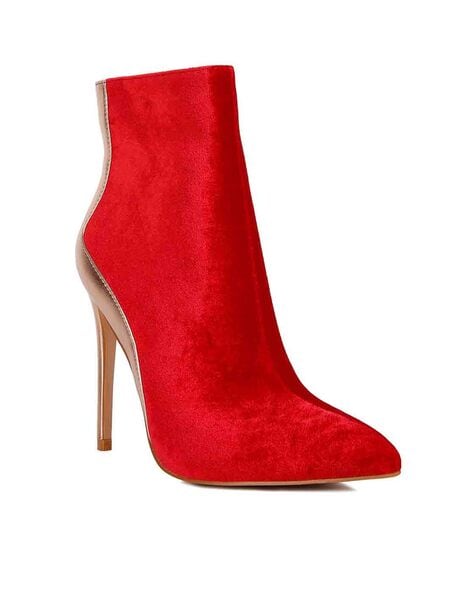 LADIES R298 HEELED ANKLE BOOT in RED