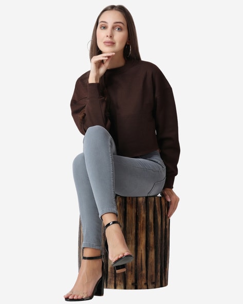 Buy Dark Brown Sweatshirt & Hoodies for Women by THE LABEL BAR Online