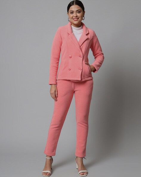 Buy Littleens Peach Notch Lapel Blazer And Trouser Set For Boys Online   Aza Fashions