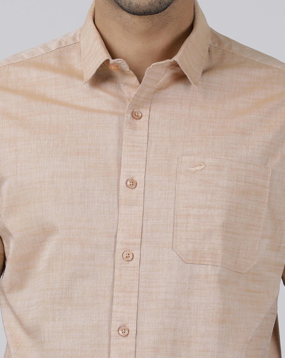 Textured Cotton Linen Shirt with Patch Pocket