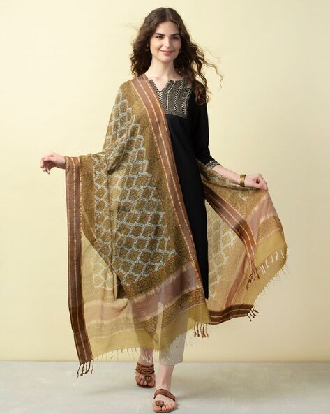 Printed Dupatta with Fringed Border Price in India