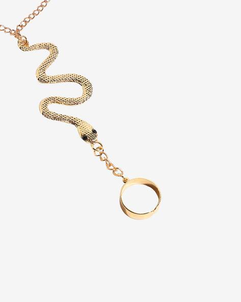Finger Ring Bracelet with Snake-Accent