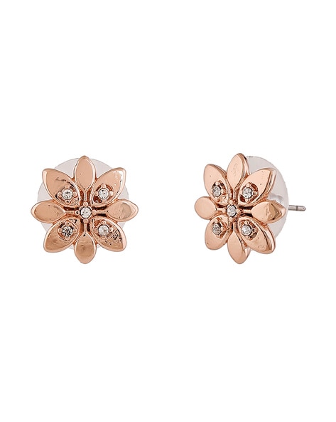 DREAMJWELL - Awesome Gold Plated Cz-white Flower Earrings -dj17164 –  dreamjwell