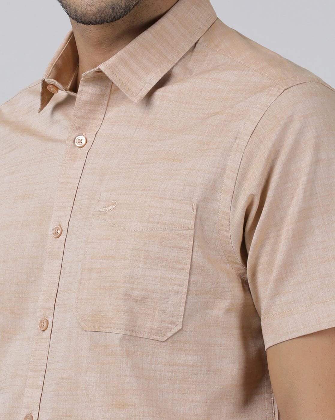 Textured Cotton Linen Shirt with Patch Pocket