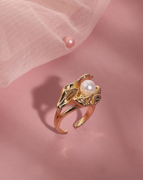 14K Yellow Gold Crescent Moon Pearl Ring Mounting - RioGrande