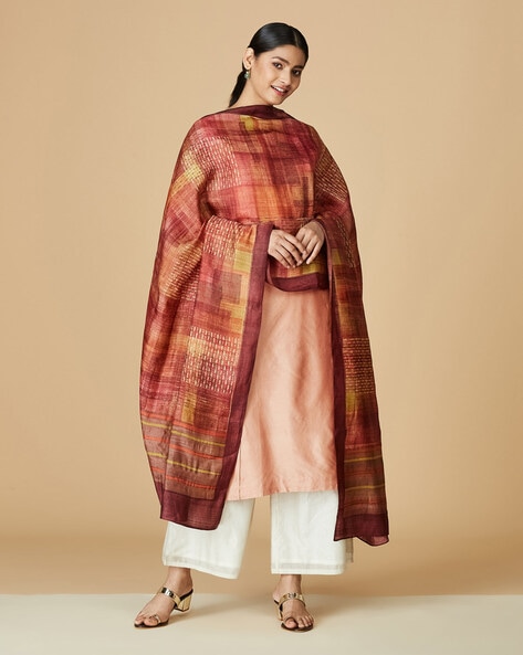 Geometric Print Silk Dupatta Price in India