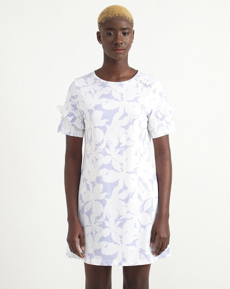 Crew neck store printed shift dress