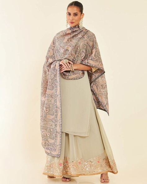 Paisley Embroidered Dupatta Price in India