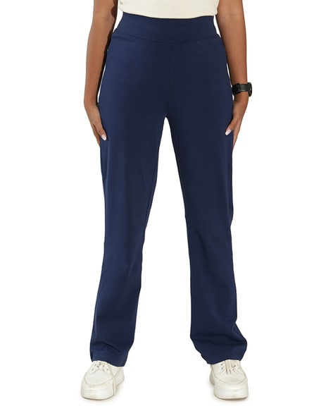 Buy Navy blue Trousers & Pants for Women by BLISSCLUB Online