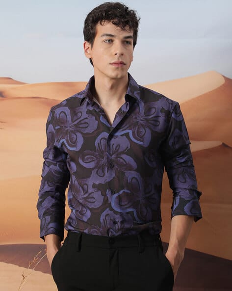 Men Floral Print Slim Fit Shirt