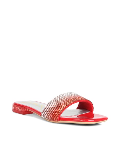 Red rhinestone best sale flip flops