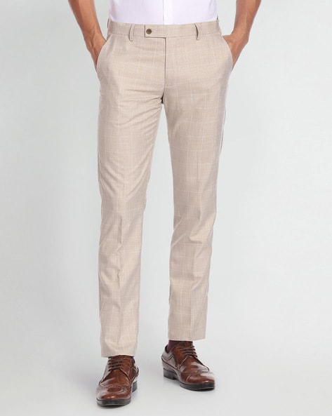 Buy Arrow Solid Dobby Formal Trousers - NNNOW.com