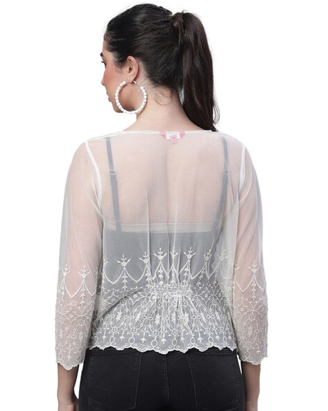 Embroidered on sale net shrug