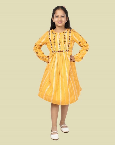 Buy Girls' Yellow Dress (Yellow Color, for Ages 2-3Y to 7-8Y)