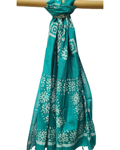 Textured Print Dupatta with Tassels Price in India