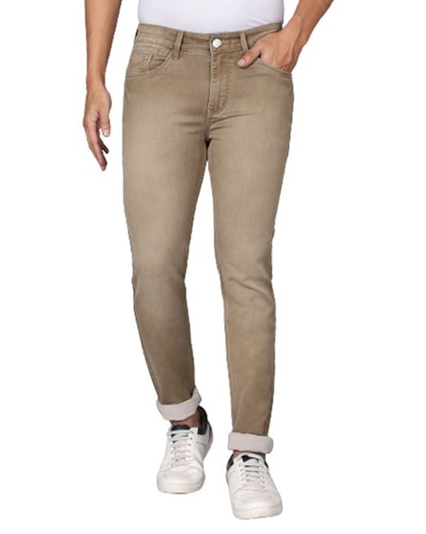 Denim Vistara Men's Khaki Colored Slim Fit Jeans