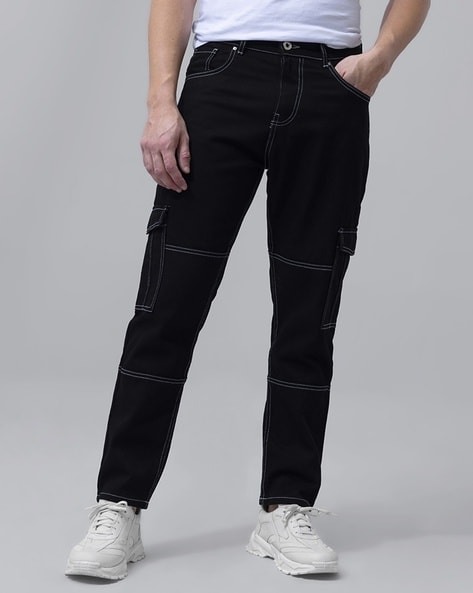 Buy FashionEnsta Present Men's & Boy's Wear Stylish Denim Jeans Black Cargo  white stitching Round Pocket Online at Best Prices in India - JioMart.