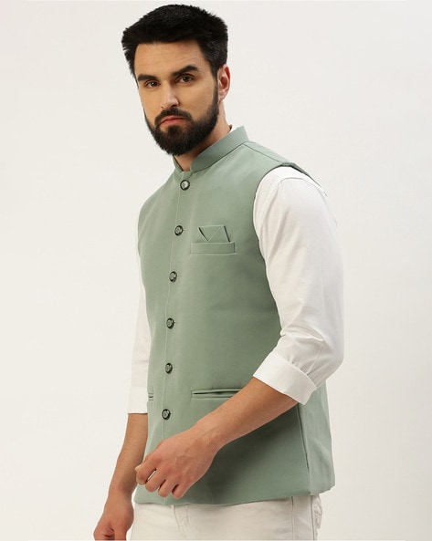 Buy Bel Mint Green Chikankari Open Nehru Jacket Set by BOHAME at Ogaan  Online Shopping Site