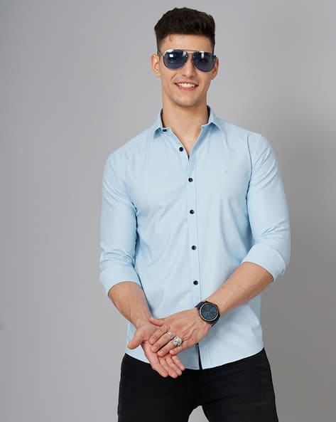 Men Slim Fit Shirt with Button-Down Detail