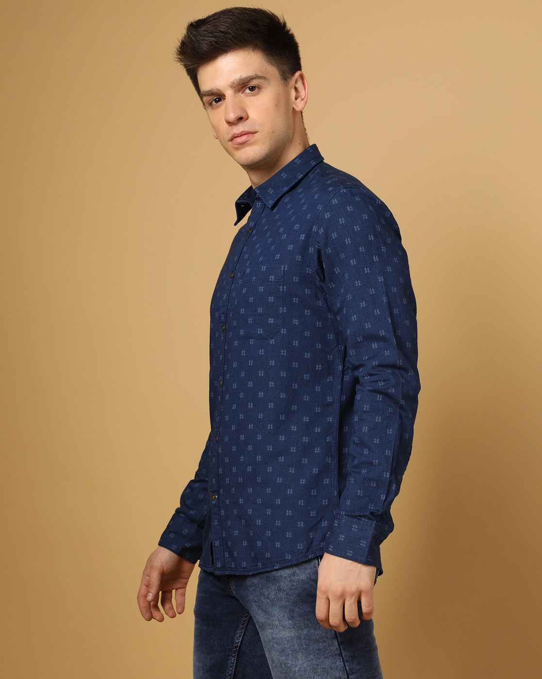 Indian Terrain rama blue plain cotton t shirt - G3-MTS16116