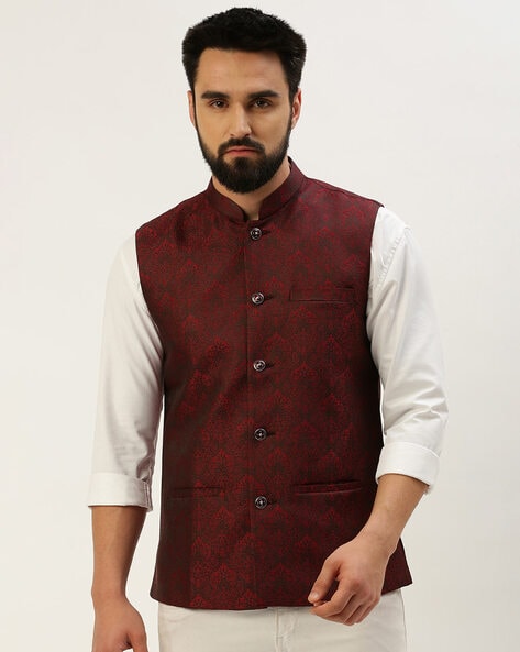 Maroon on sale nehru jacket