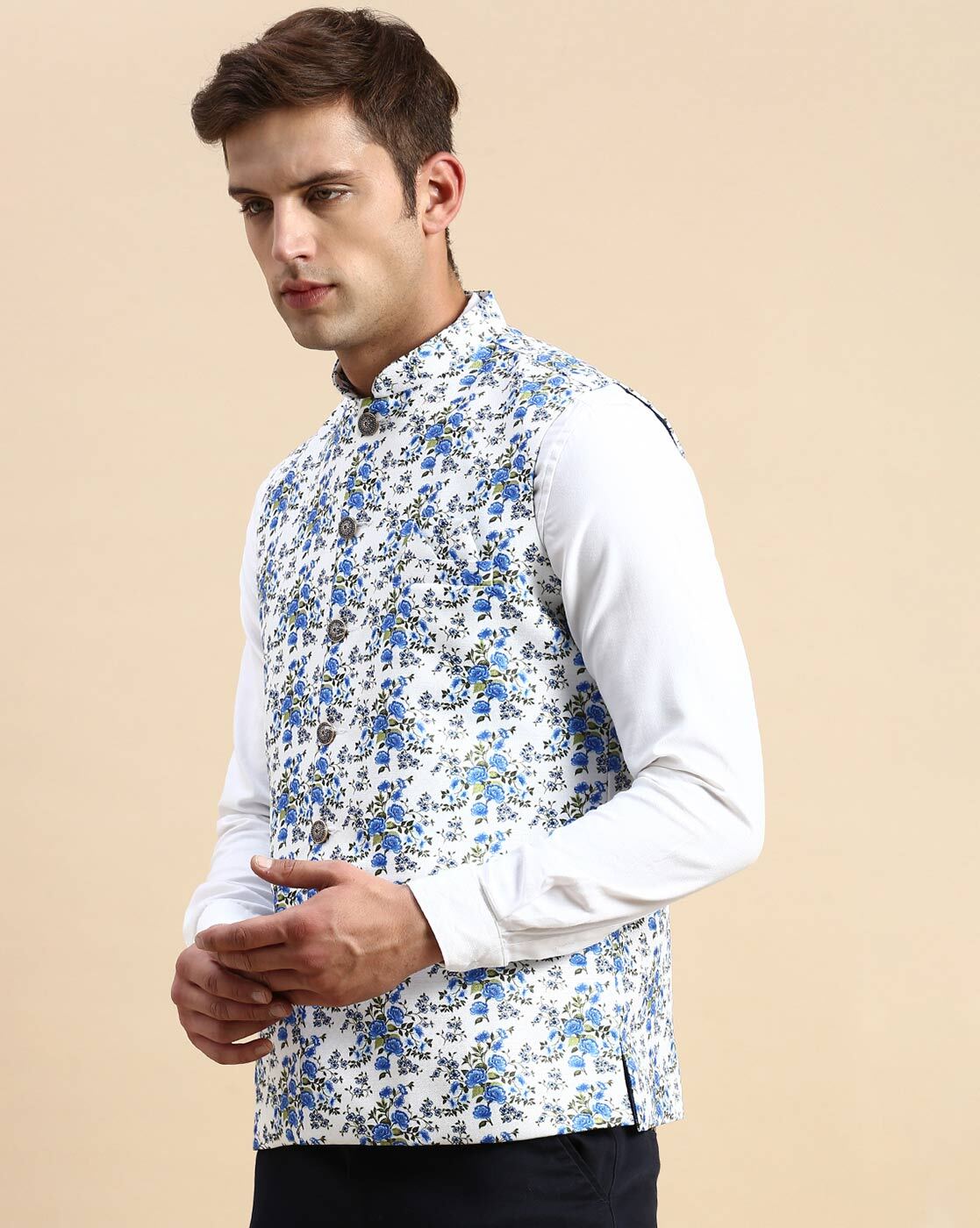 Buy Aany's Culture Light Yellow Floral Pattern Polyester Wedding Nehru  Jacket (Koti) XL Online at Best Prices in India - JioMart.