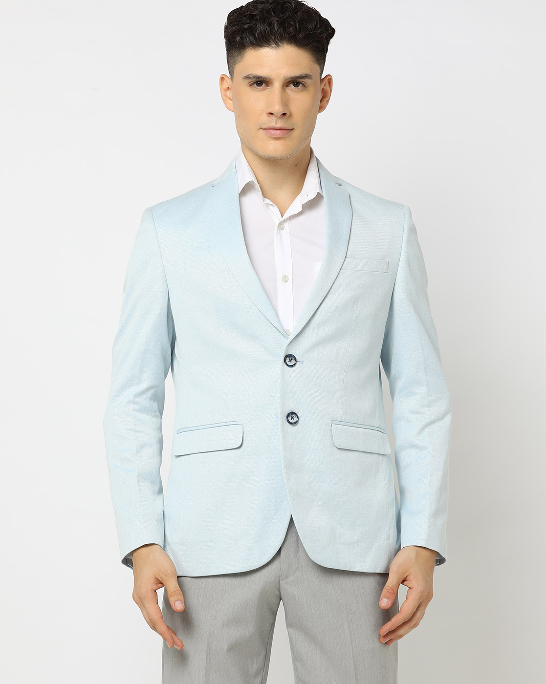 Slim Fit Single-Breasted Notched Lapel Blazer