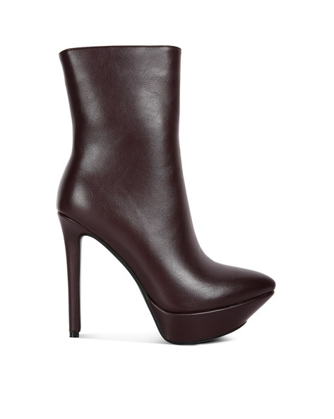 High heel burgundy on sale boots