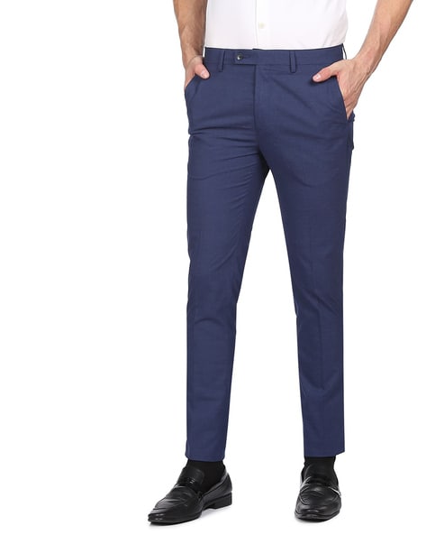 Navy Blue Formal Trouser for Men  Checked  Terry Rayon Super Slim Fit   JadeBlue  JadeBlue Lifestyle