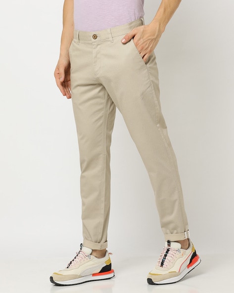 Flat-Front Slim Fit Cropped Trousers