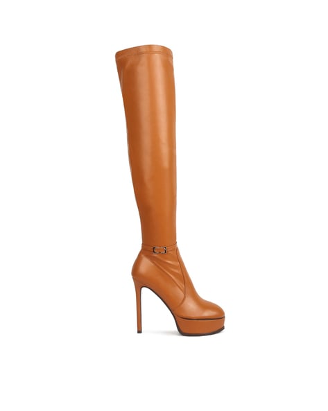 Lauren Ralph Lauren PAGE TALL BOOT - High heeled boots - deep saddle tan/brown  - Zalando.co.uk