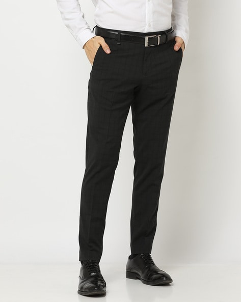 Buy MidRise Cropped Slim Fit FlatFront Trousers Online at Best Prices in  India  JioMart