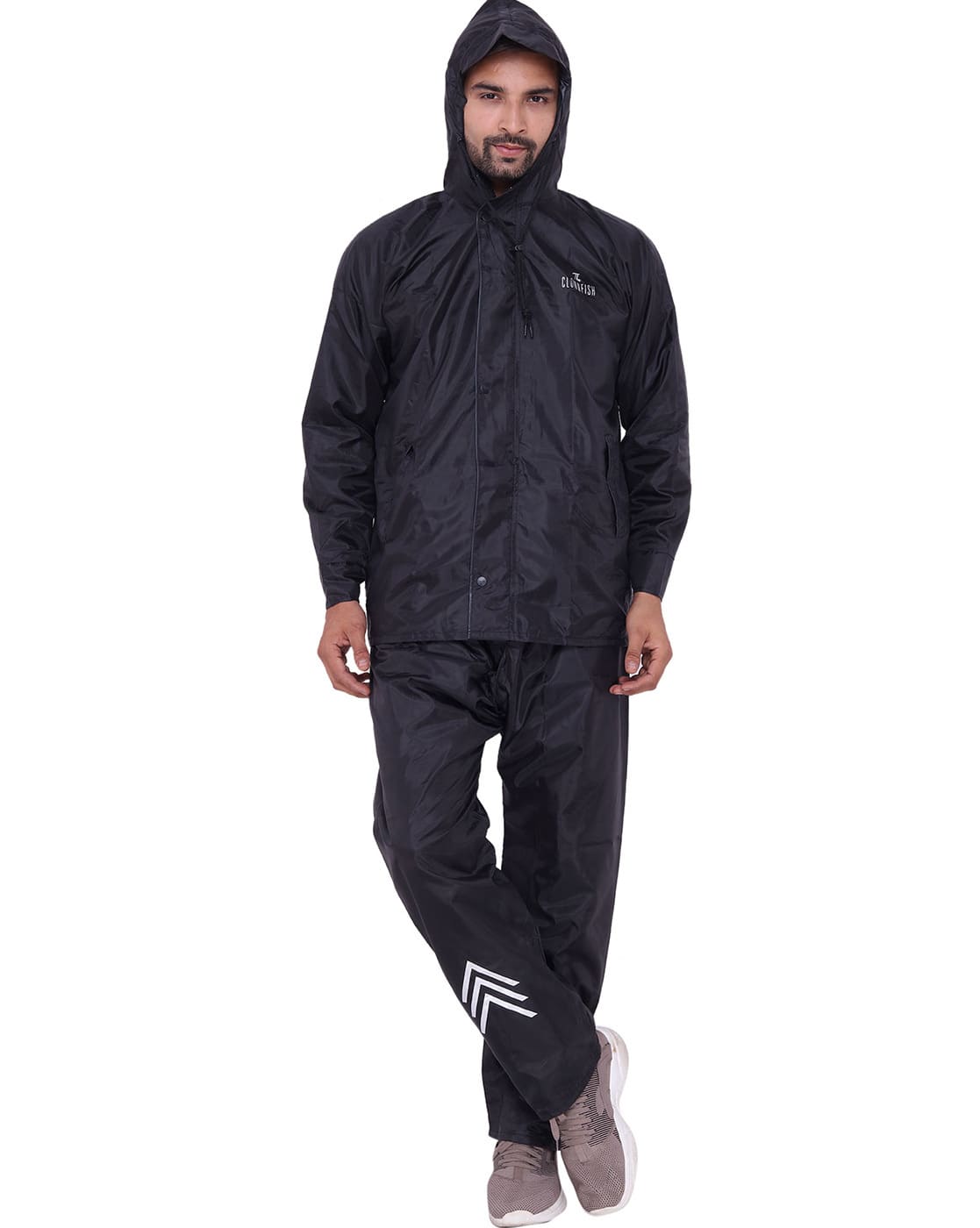 Solid Raincoat with Zip Front