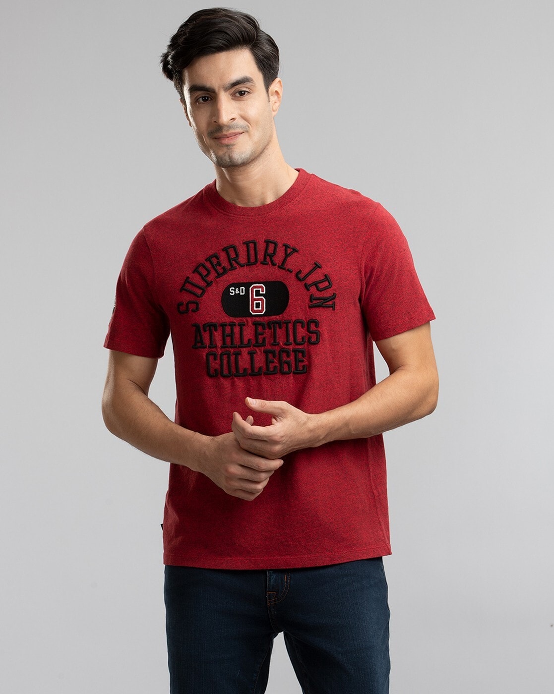 red superdry shirt