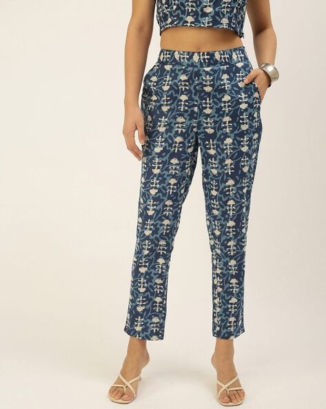 SAAVVI Printed Cigarette Pants for Women Regular Fit Casual Trousers