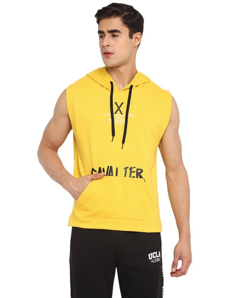 Yellow clearance sleeveless hoodie