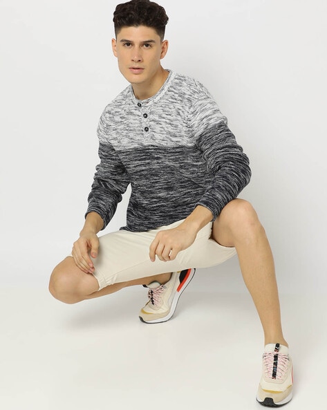 Colourblock Slim Fit Henley Pullover