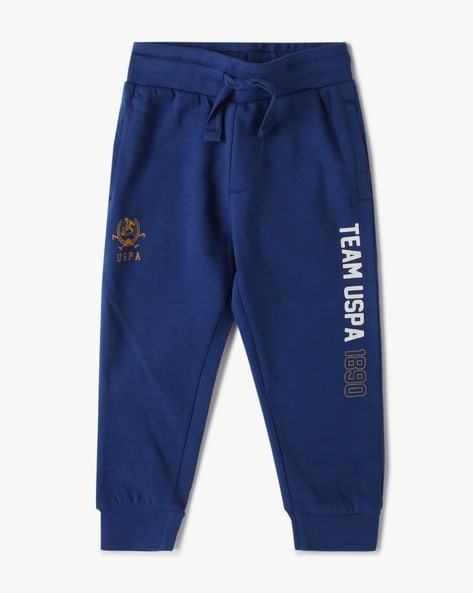 Boys Track Pants with Placement Brand Print