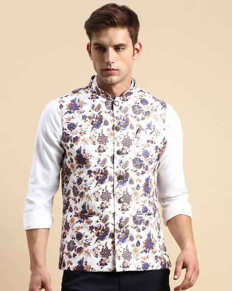 Lemon Yellow Floral Jacket | Printed Jackets | Buy Jackets Online | Mann Sey