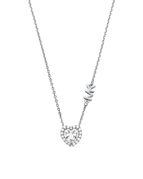 MICHAEL KORS GIFT SET Silver Necklace Heart Charm Earrings MKJ5946040 + MK  BOX | eBay